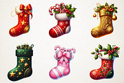 Christmas Stockings Watercolor Bundl, an Illustration by RobertsArt (Thumbnail 7 of 7)
