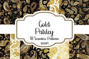 Gold Paisley Seamless Patterns, a Pattern Graphic by PrintablesByFranklyn