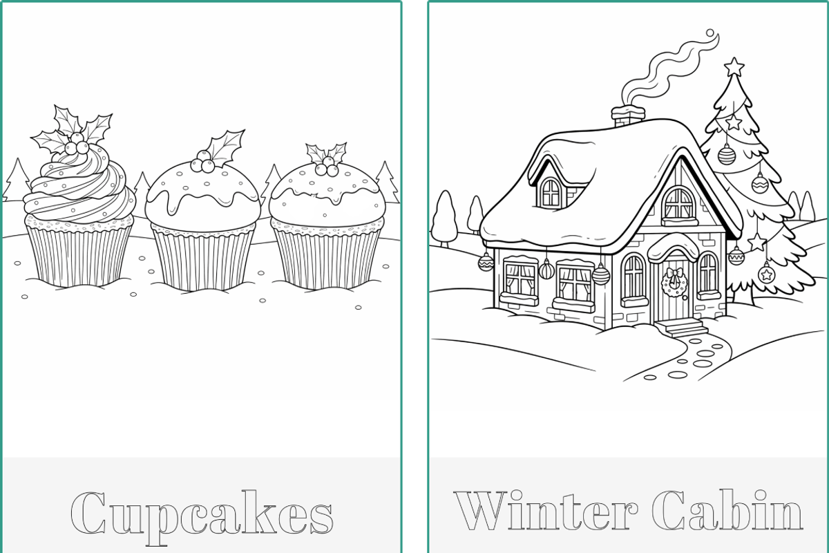 Winter Holidays Xmas Coloring Pages, a Seasonal Illustration by Nuvame Arts & Designs (Photo 5 of 19)