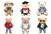 Watercolor Teddy Bear Clipart, a Seasonal Illustration by CitraGraphics (Thumbnail 5 of 6)