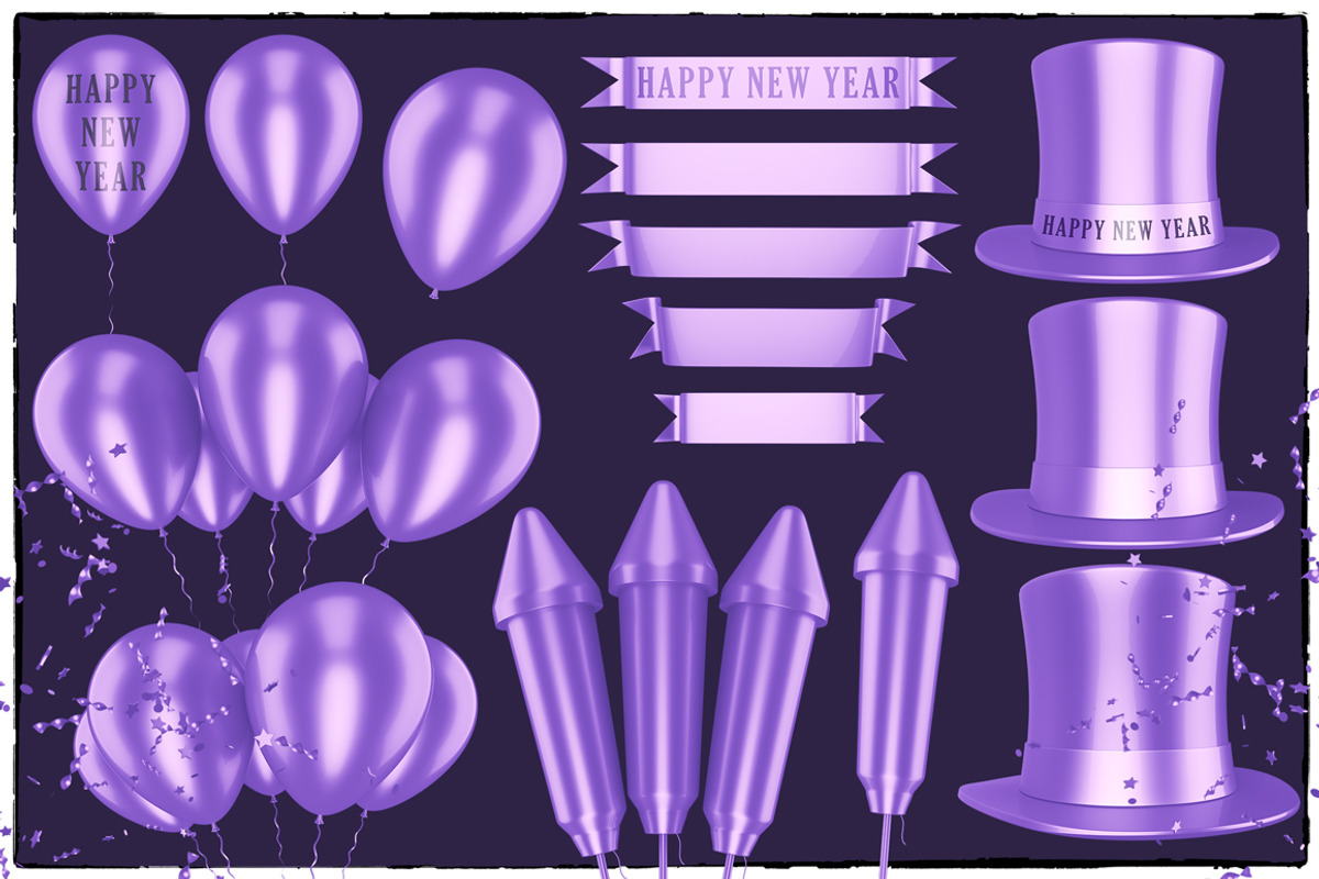 New Year 3D PNG Items Pack, an Object Graphic by pixaroma (Photo 19 of 22)