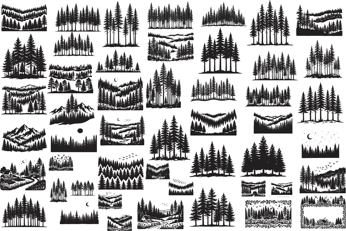 Majestic Pine Trees SVG, a Finance Illustration by Amazin_art (Photo 1 of 41)