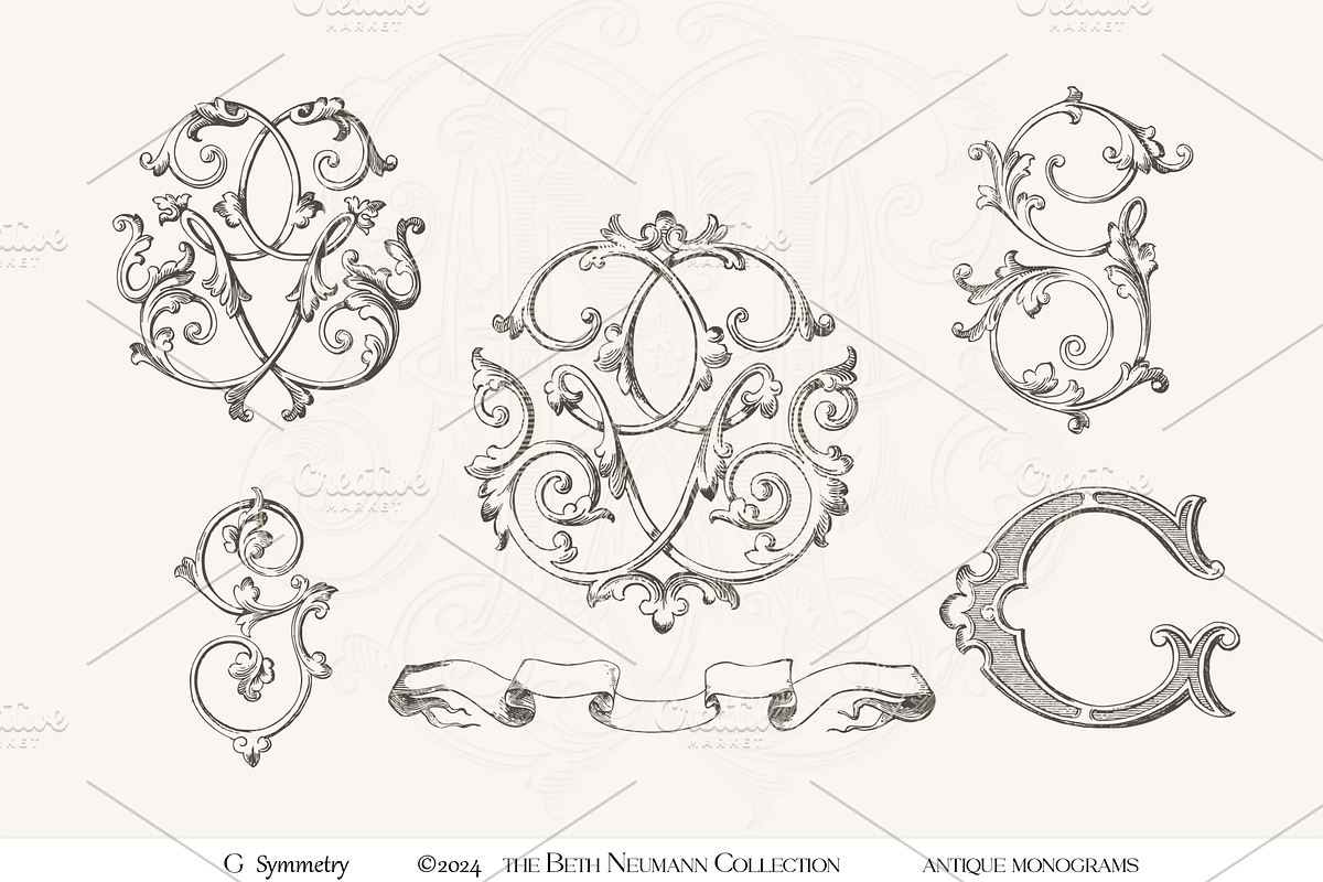Antique Vintage Monogram Initial G, an Object Graphic by Antique Monograms (Photo 1 of 4)