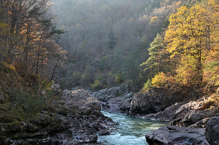 Autumn landscape of granite canyon
