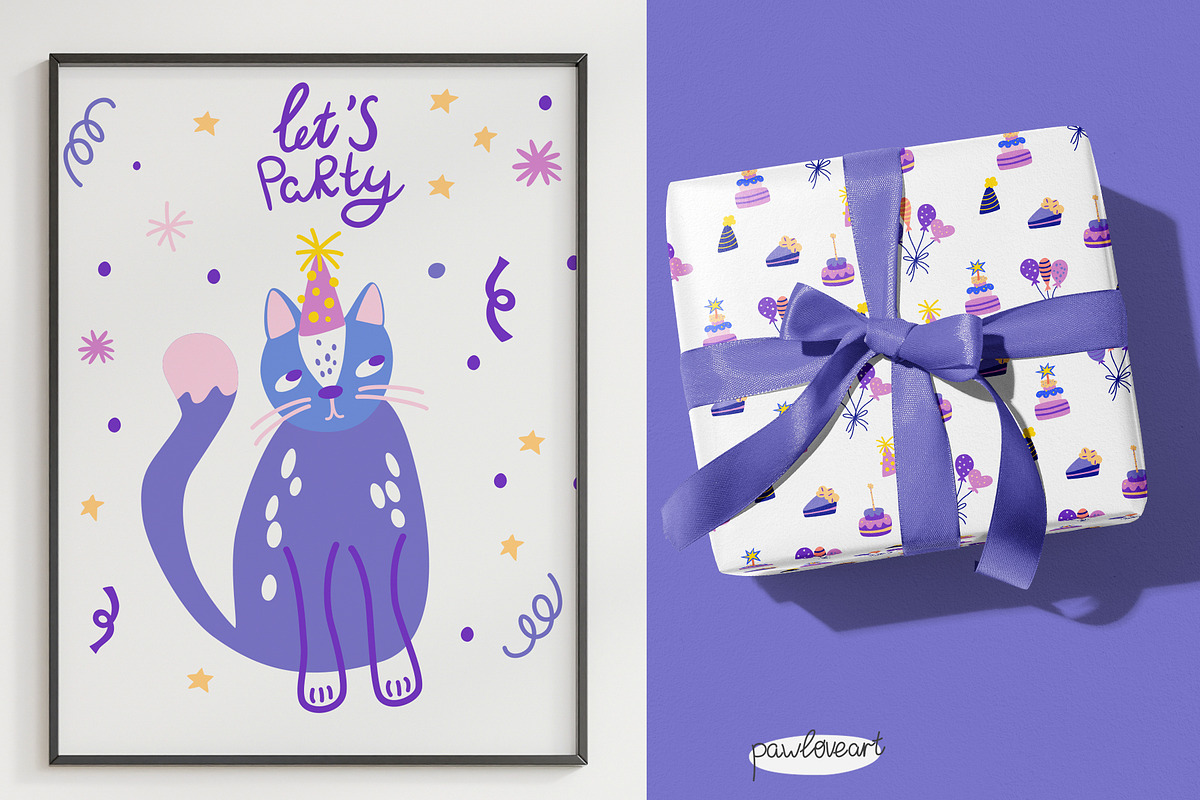 Funny cats – Birthday Clipart, an Object Graphic by PawLoveArt (Photo 13 of 14)