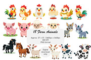 Farm Animals, Clipart, PNGs, an Object Graphic by Kat's Artful Creations (Thumbnail 1 of 9)