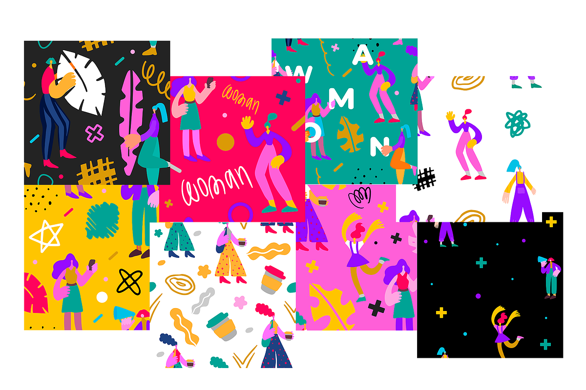 Female characters (drawn flat style), an Object Graphic by PixelAesthetic (Photo 6 of 6)