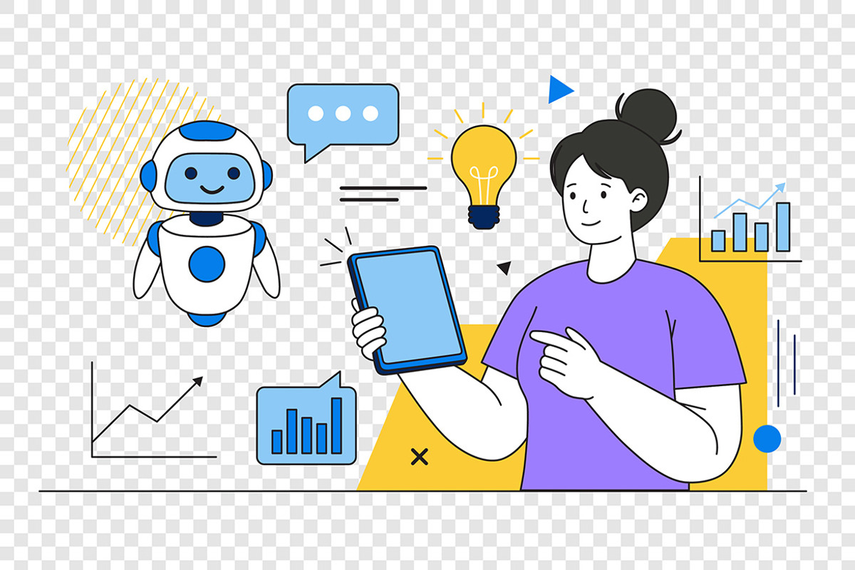 Smart Human and AI Collaboration, a Technology Illustration by Partikusi Design (Photo 3 of 3)
