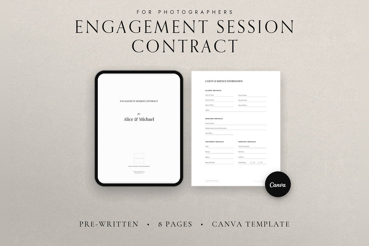 Engagement Session Contract, a Stationery Template by Cagdas Yoldas (Photo 1 of 8)