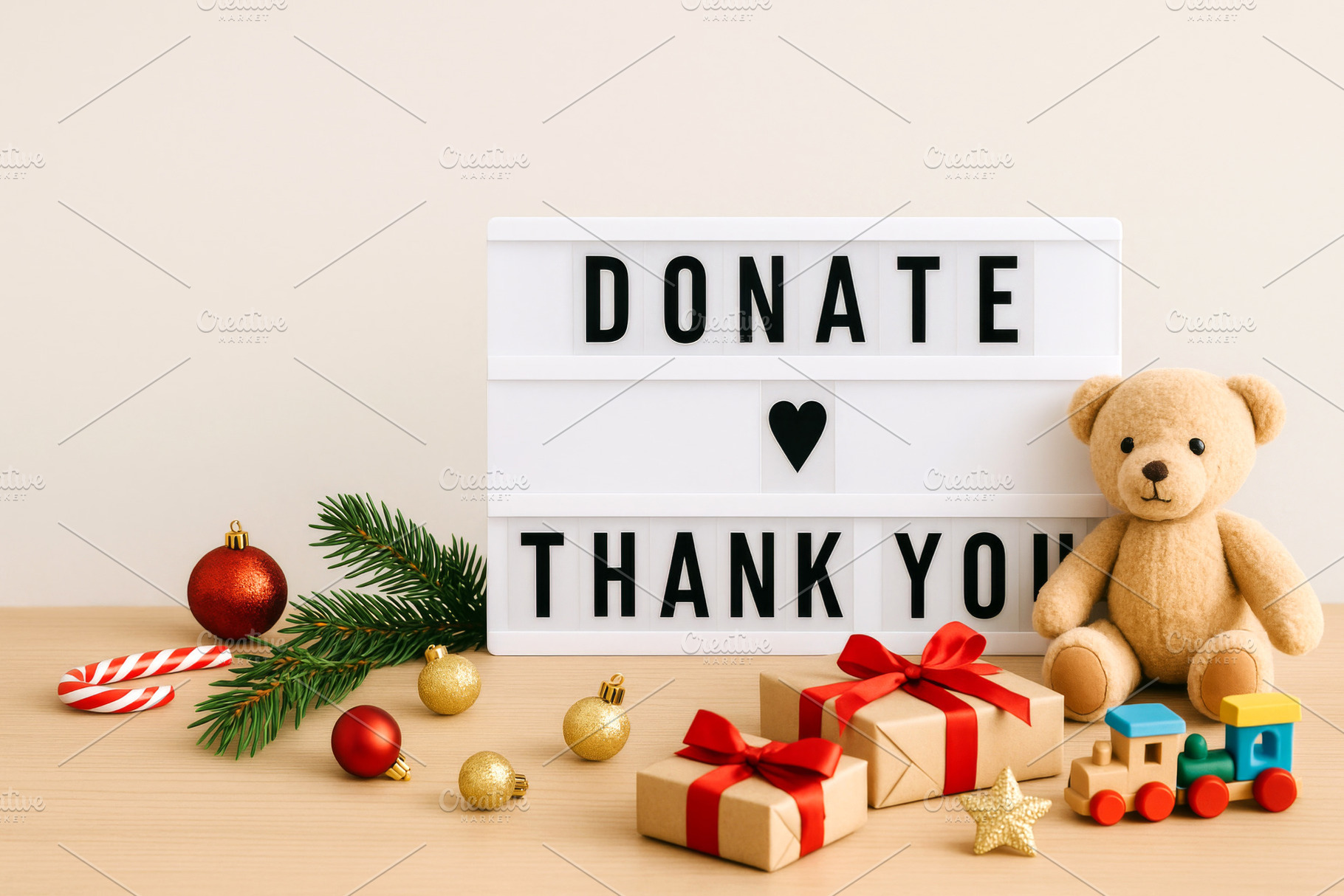 Christmas donation thank you concept, a Photo by Dvoevnore photos