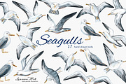 Seagulls Clipart Set, an Animal Illustration by Leonaa art (Thumbnail 1 of 10)