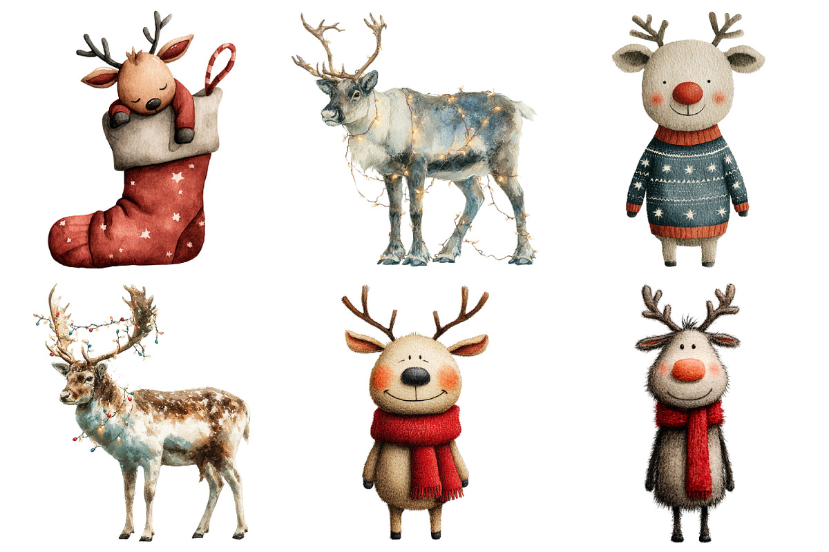 Christmas Reindeer Clipart, an Illustration by Daily.Designs (Photo 4 of 5)