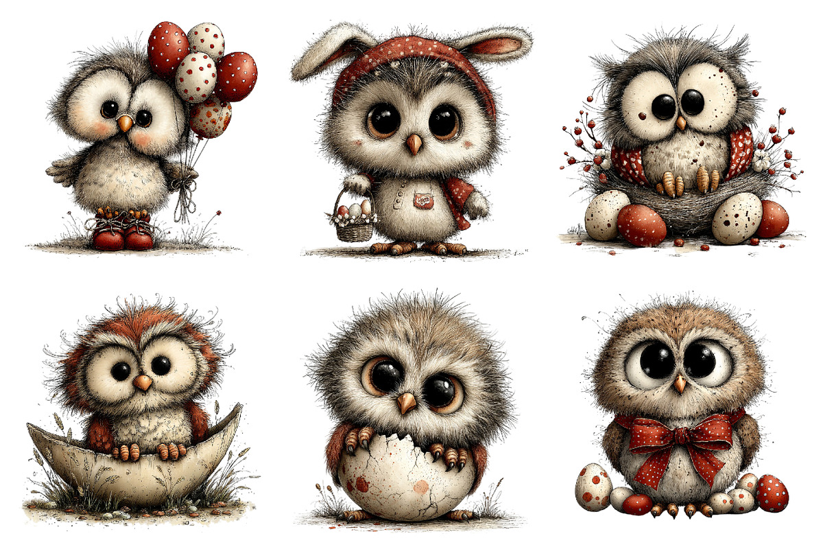 Whimsical Easter Owl Clipart, an Illustration by Dream Creation (Photo 4 of 6)