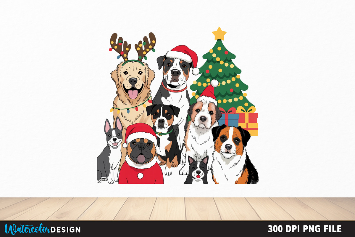 Christmas Dog png, an Illustration by Watercolor design (Photo 5 of 6)
