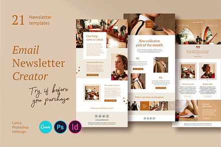Newsletter / CANVA, PS, INDD / Kayla, an Email Template by Mirazz