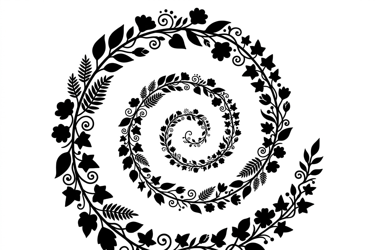 50 Elegant Floral Leaf Spiral Frame, a Decorative Illustration by Amazin_art (Photo 3 of 39)