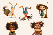 WHIMSICAL QUIRKY LITTLE GIRL CLIPART, a Person Illustration by Daring Digies (Thumbnail 6 of 10)