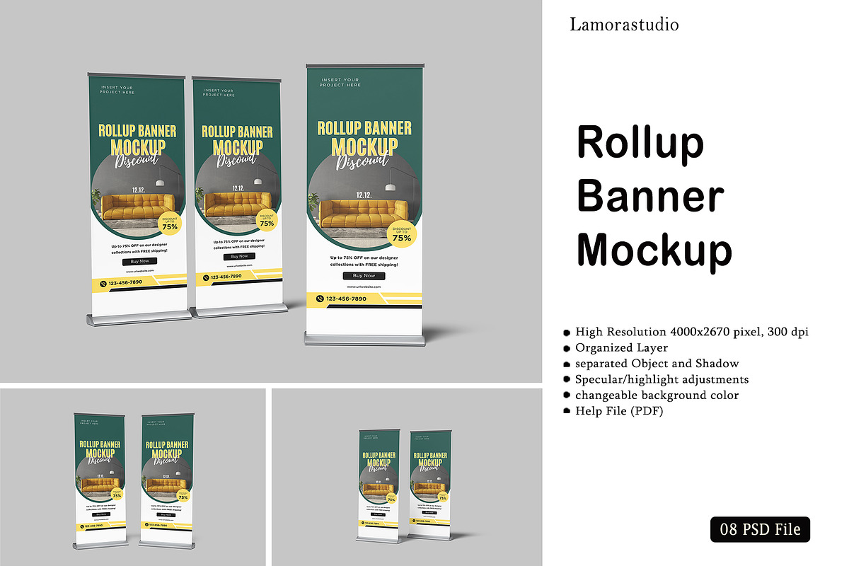 Rollup Banner Mockup, a Print Template by lamorastudio (Photo 1 of 9)