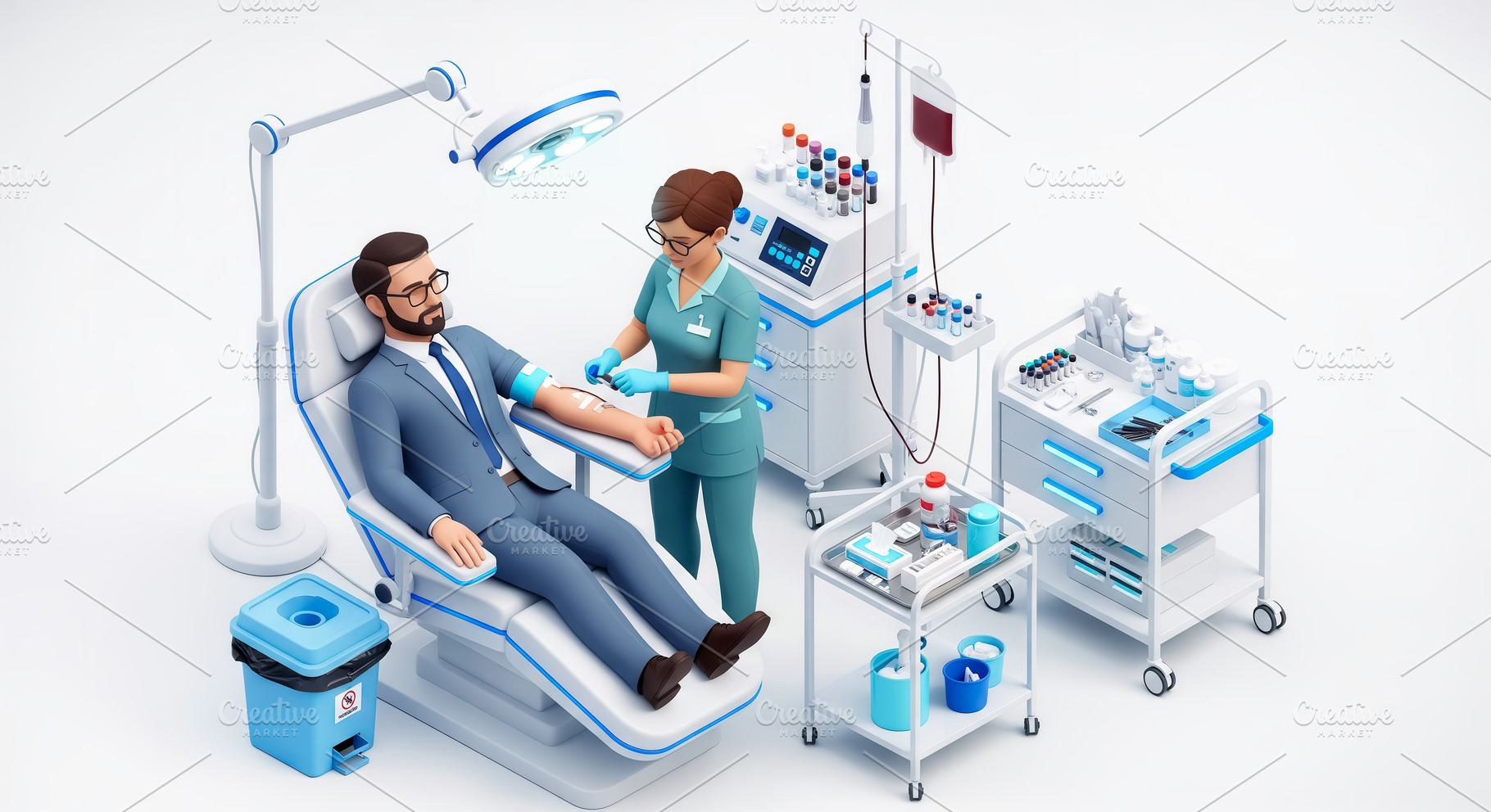 Blood draw scene in a modern clinic, a Health & Medical Photo by angellodeco