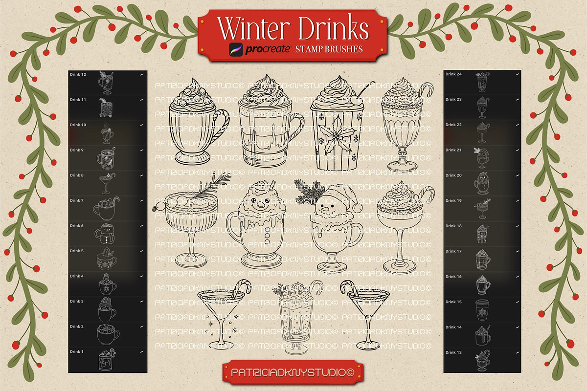 Procreate Christmas drink brushes, a Brush Add-On by PDknyStudio (Photo 4 of 5)