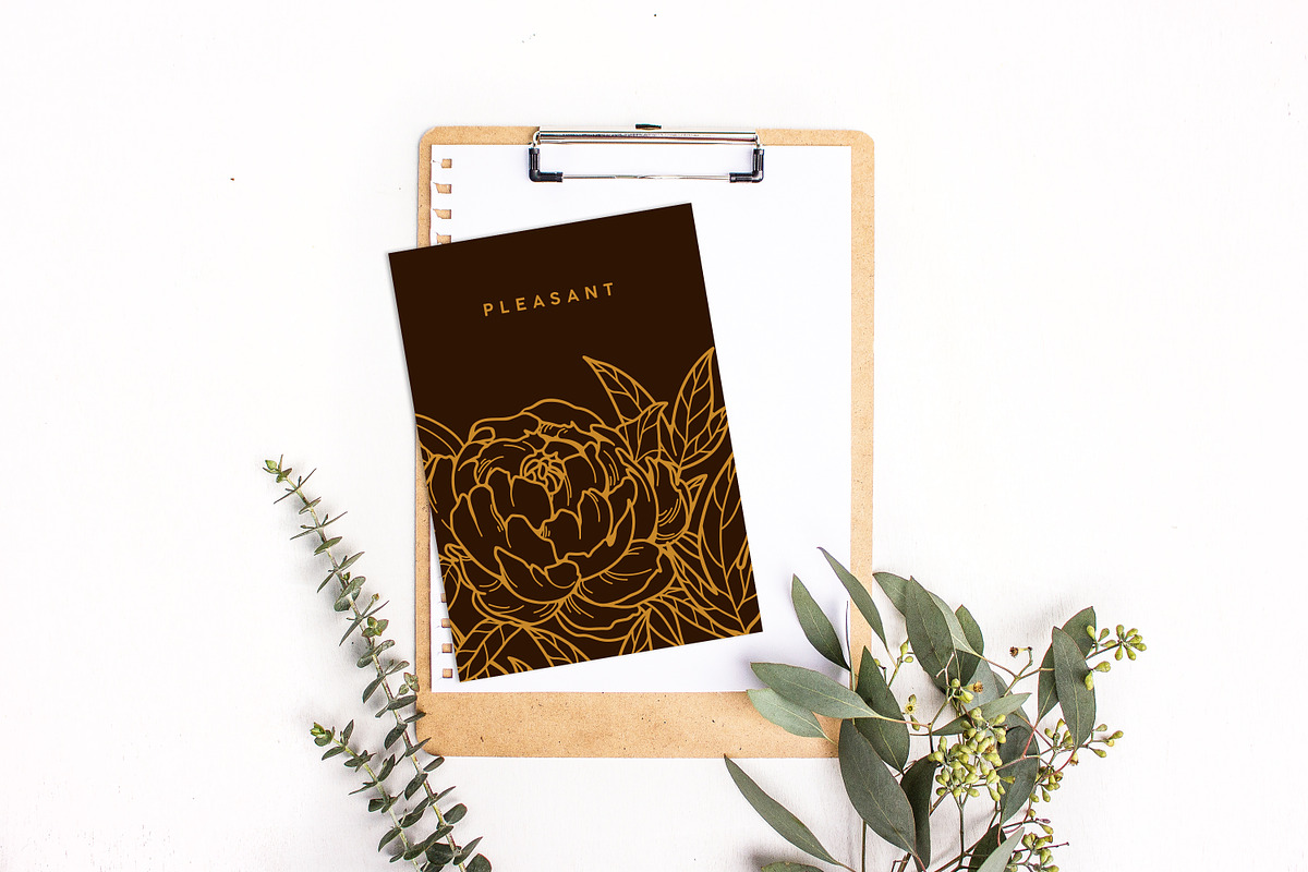 Retro, engraved peony flower cards, a Decorative Illustration by Good Studio (Photo 5 of 6)
