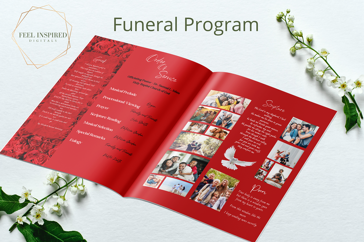 Red Roses Funeral Progam, a Brochure Template by Feel Inspired Digitals (Photo 3 of 6)