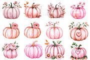 Pink Pumpkin Halloween Clipart PNG, an Illustration by Watercolor design (Thumbnail 3 of 5)