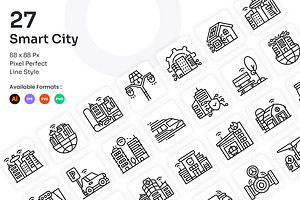 Smart City Icons Set - Line, an Outline Icon by Kmg Design