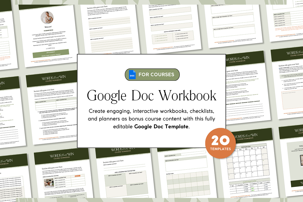 Google Docs Workbook Template, a Presentation Template by Our Polished Pages (Photo 1 of 7)
