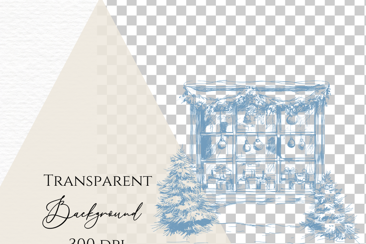 Blue toile Christmas Clipart, a Seasonal Illustration by Invite to Clipart (Photo 4 of 4)