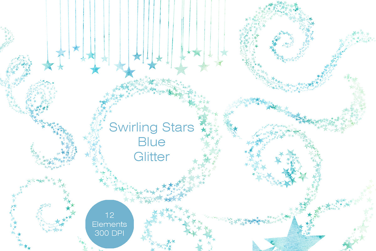 Teal & Mint Watercolor Star Clipart, an Illustration by ClipartBrat Graphics (Photo 3 of 5)