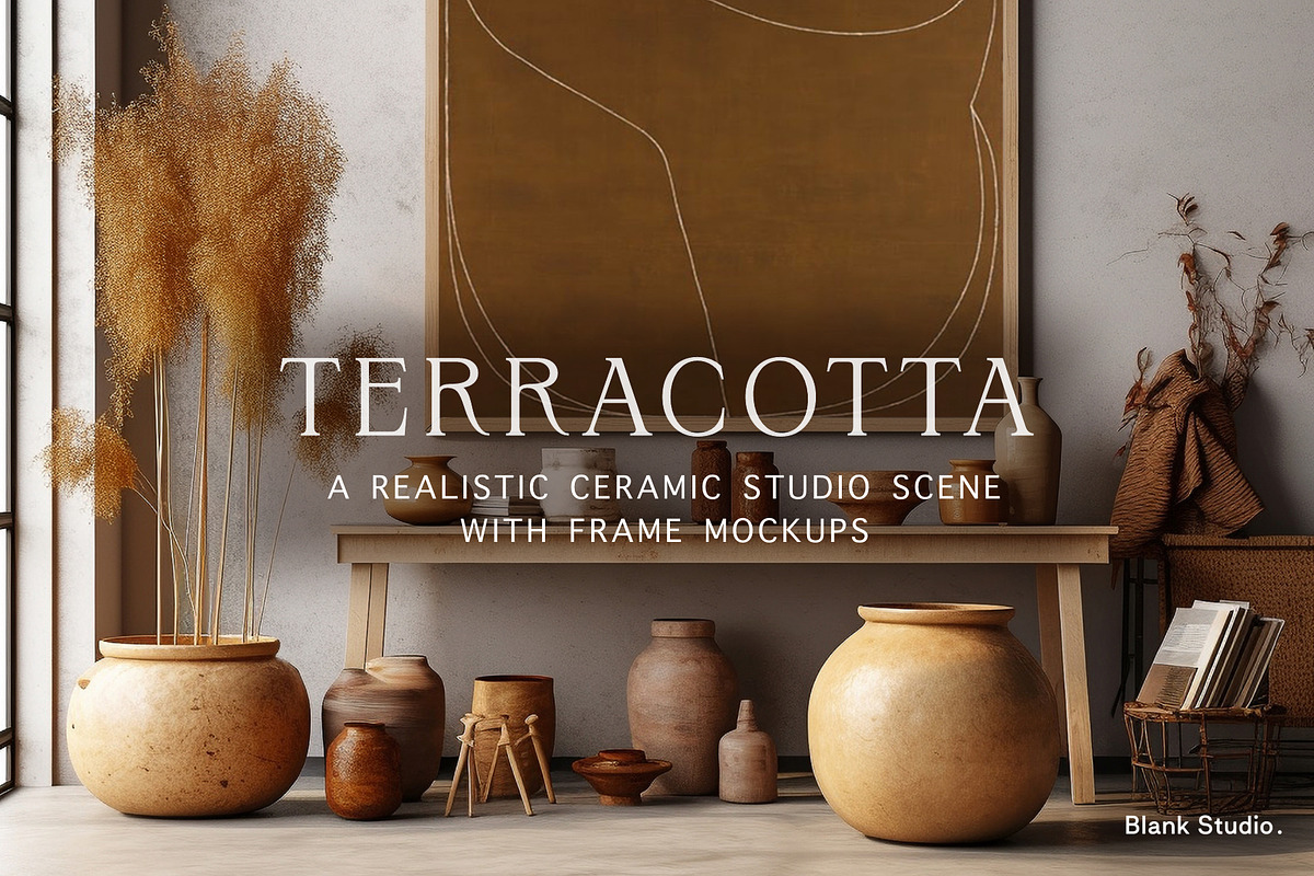 Terracotta - Poster Mockup Scenes., a Household Mockup by Blank Studio (Photo 1 of 3)