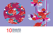 10 Japan Seamless floral pattern set, a Pattern Graphic by Anttoniu (Thumbnail 4 of 5)