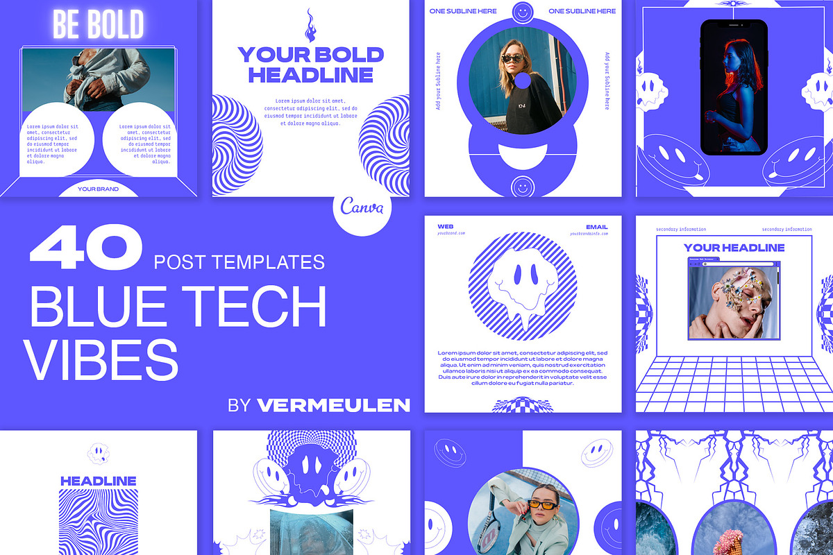 Instagram Social Media CANVA Blue, a Social Media Template by Vermeulen Design Studio (Photo 1 of 5)
