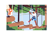 People in rope park with zip line, a Sport Illustration by PaperTrident (Thumbnail 4 of 5)