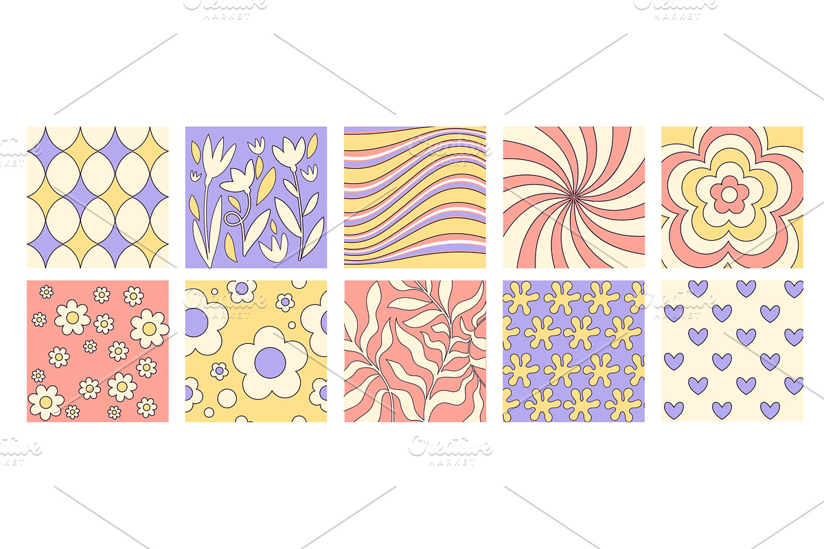 Abstract y2k floral patterns, an Object Illustration by art PVP - market