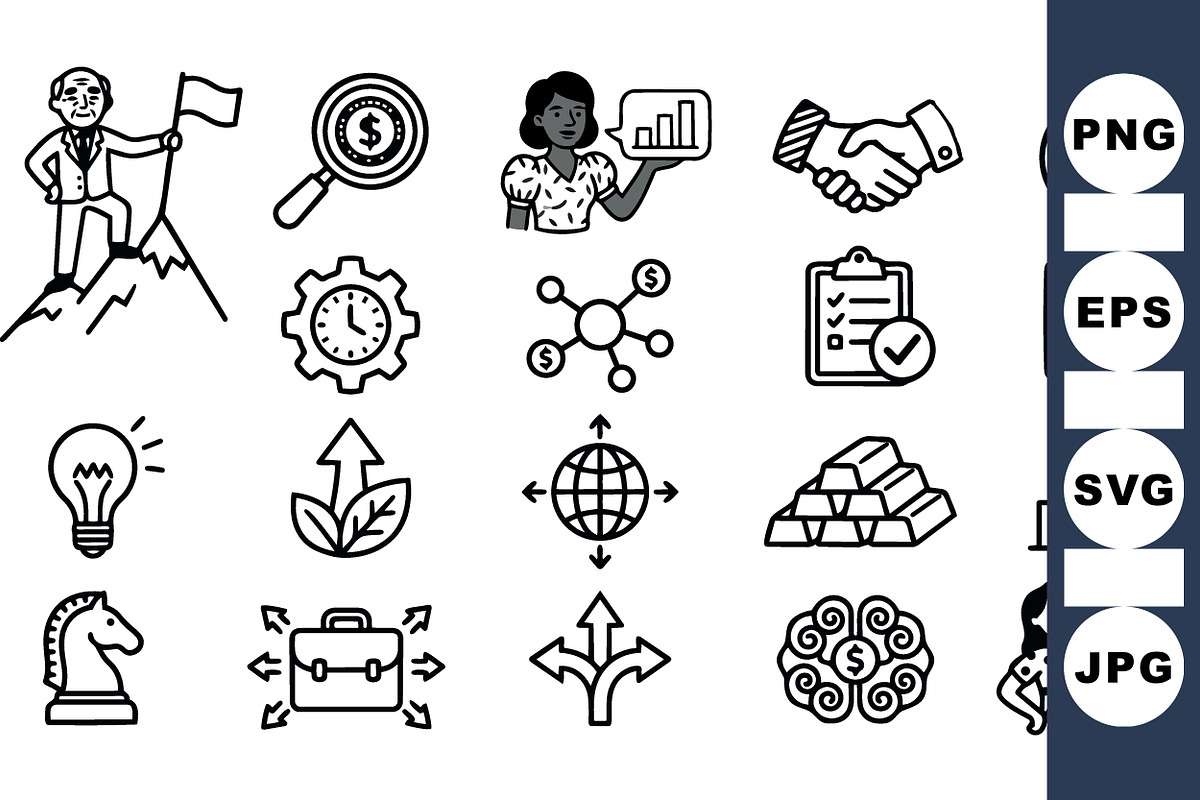 Business Strategy Icon Set, an Illustration by designvectx (Photo 1 of 3)