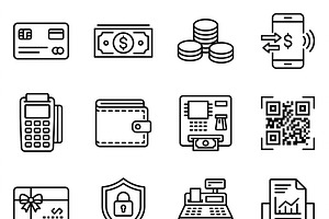 43 Minimal Everyday Payment Icon Set