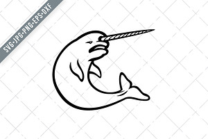 Angry Narwhal Jumping Mascot SVG