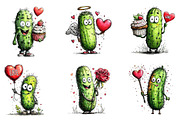 Whimsical Pickle Valentine's Clipart, an Illustration by Dream Creation (Thumbnail 2 of 7)