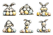 Quirky easter bunny bundle, an Illustration by SinaCreation (Thumbnail 5 of 11)