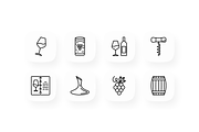 Wine 16 Thin Line Icons Set, an Outline Icon by Alex Blogoodf (Thumbnail 2 of 5)