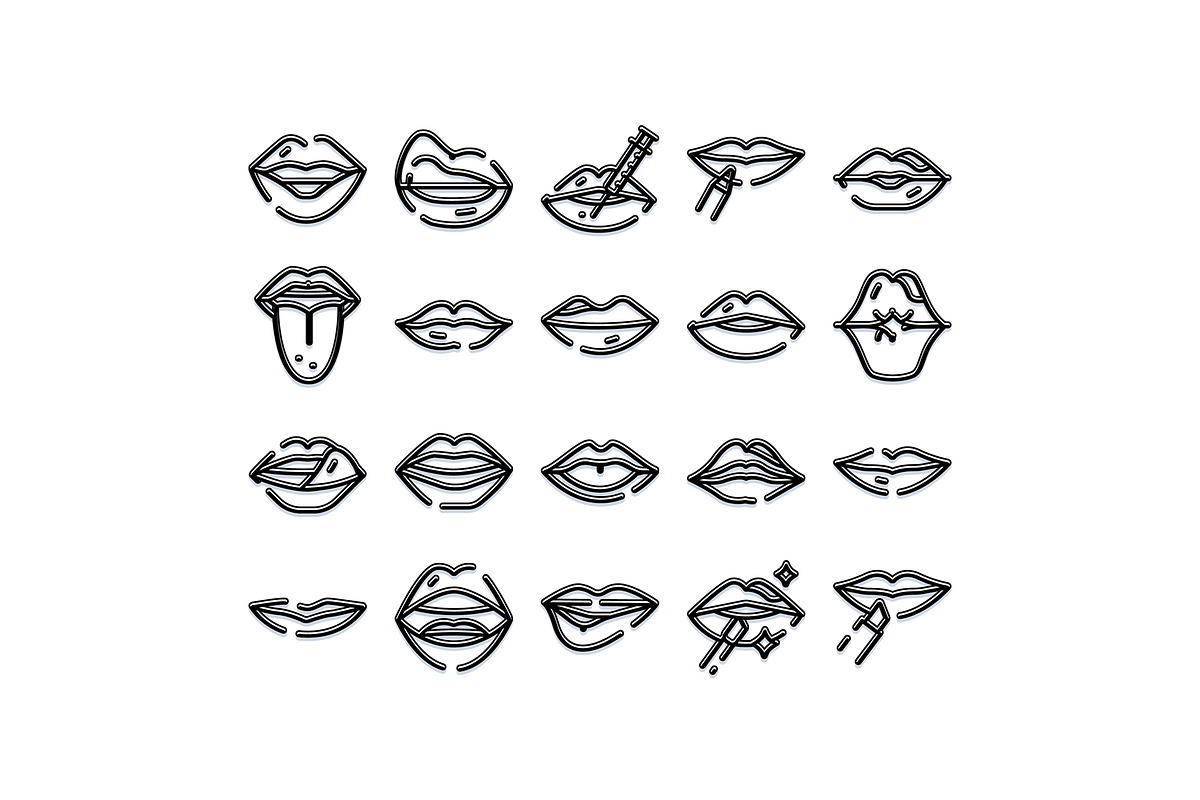 Lips line art icons set for, an Object Graphic by pikepicture (Photo 1 of 3)