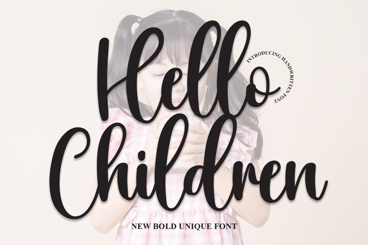 Hello Children | Script Font, a Script Font by Scratchones (Photo 1 of 7)
