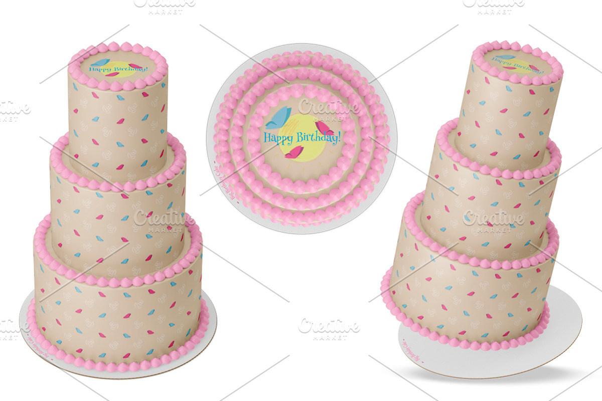 Tiered cake Mockup set. PSD mockup., a Product Mockup by NatalyaZelenova (Photo 5 of 7)