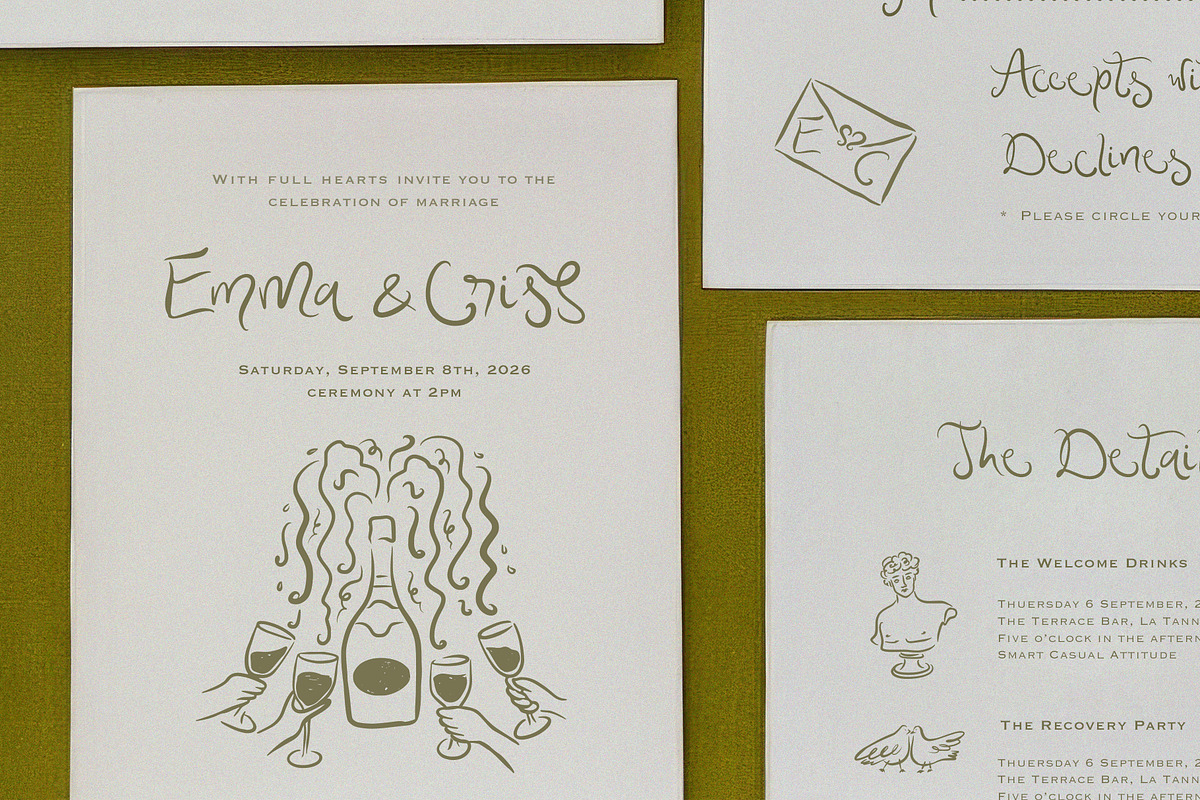 Hand Drawn Tuscany Wedding Clipart, an Illustration by Calamar Studio (Photo 7 of 23)