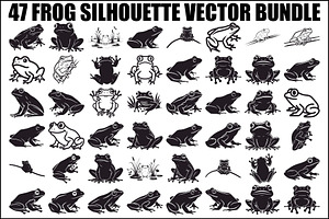 Frog Silhouette Vector Bundle, an Illustration by jahid234