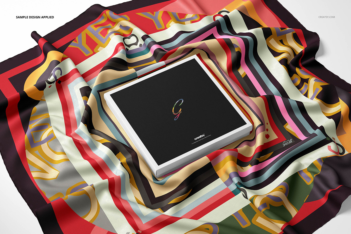 Twill silk Scarf Mockup Set, a Packaging Mockup by creatsy5 (Photo 5 of 16)