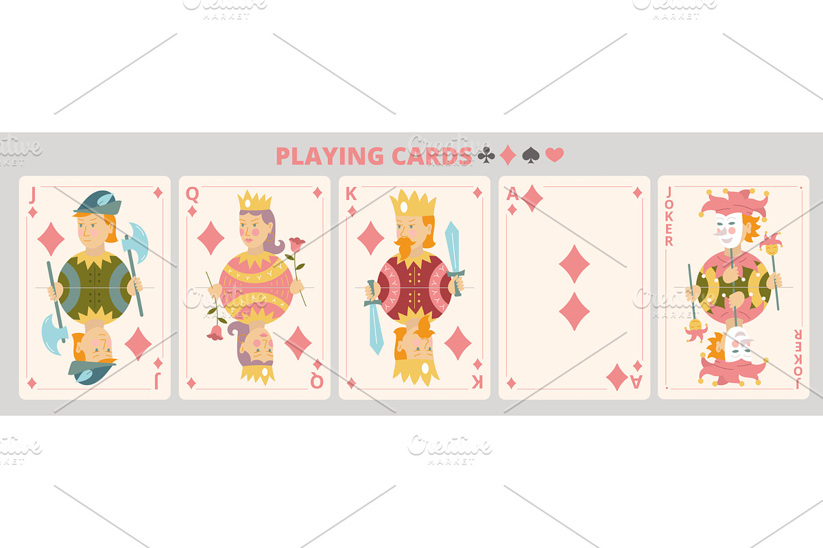 Cute Playing Cards Set in Diamond, an Illustration by Ilia Design