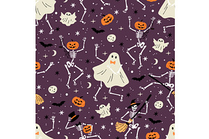 Halloween background. Dancing ghosts, an Illustration by Vectorbuum